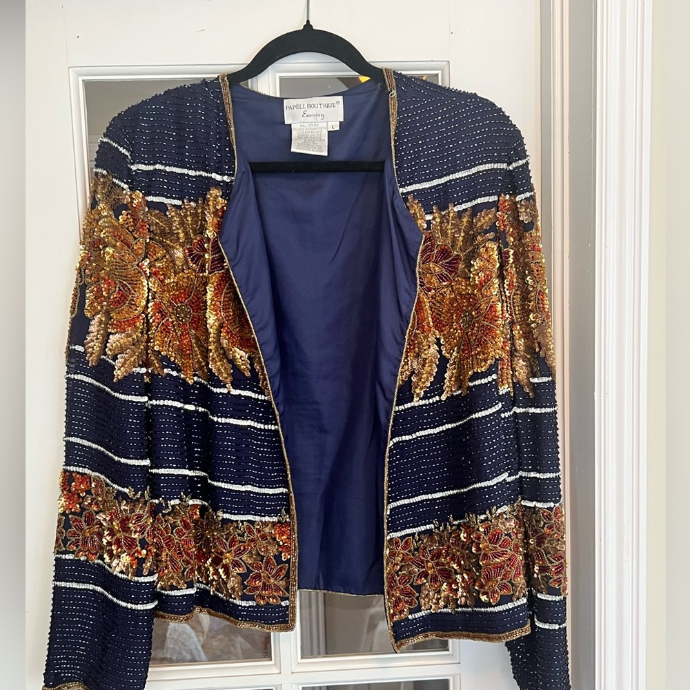 Papell Boutique vintage beaded jacket with 100% silk lining
